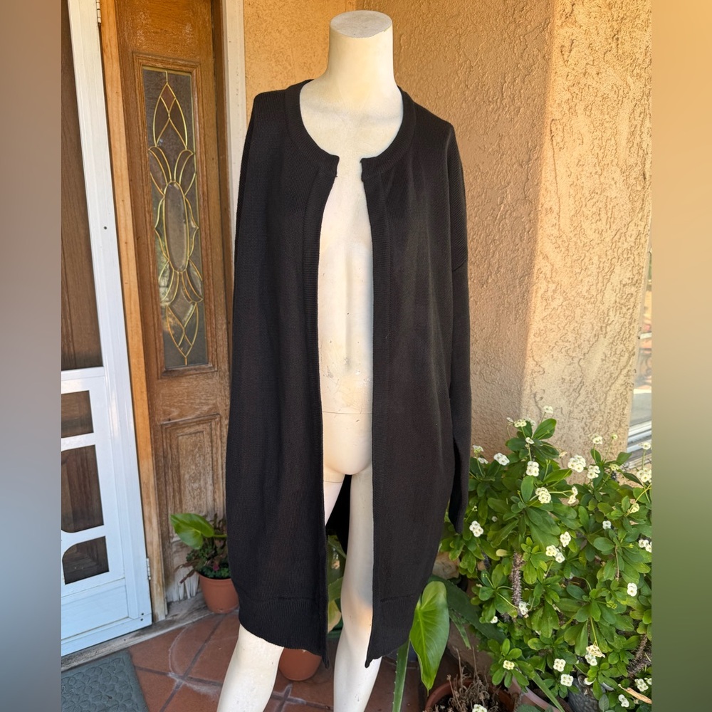 Kenneth Cole Long Black Open Cardigan LARGE